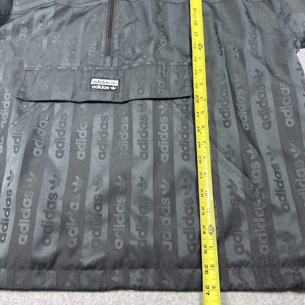 Adidas Track Jacket & Pants Men's Medium Black Logo‎ All Over Print Hooded Lined - Picture 9 of 16
